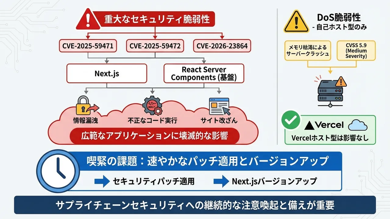 ⚠️ Next.jsにおける複数の深刻な脆弱性 (CVE-2025-59471他)
