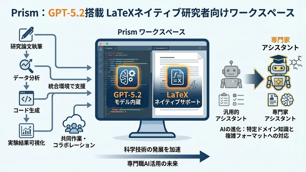 OpenAI Prism：GPT-5.2搭載のLaTeXネイティブ研究者向けワークスペースが登場