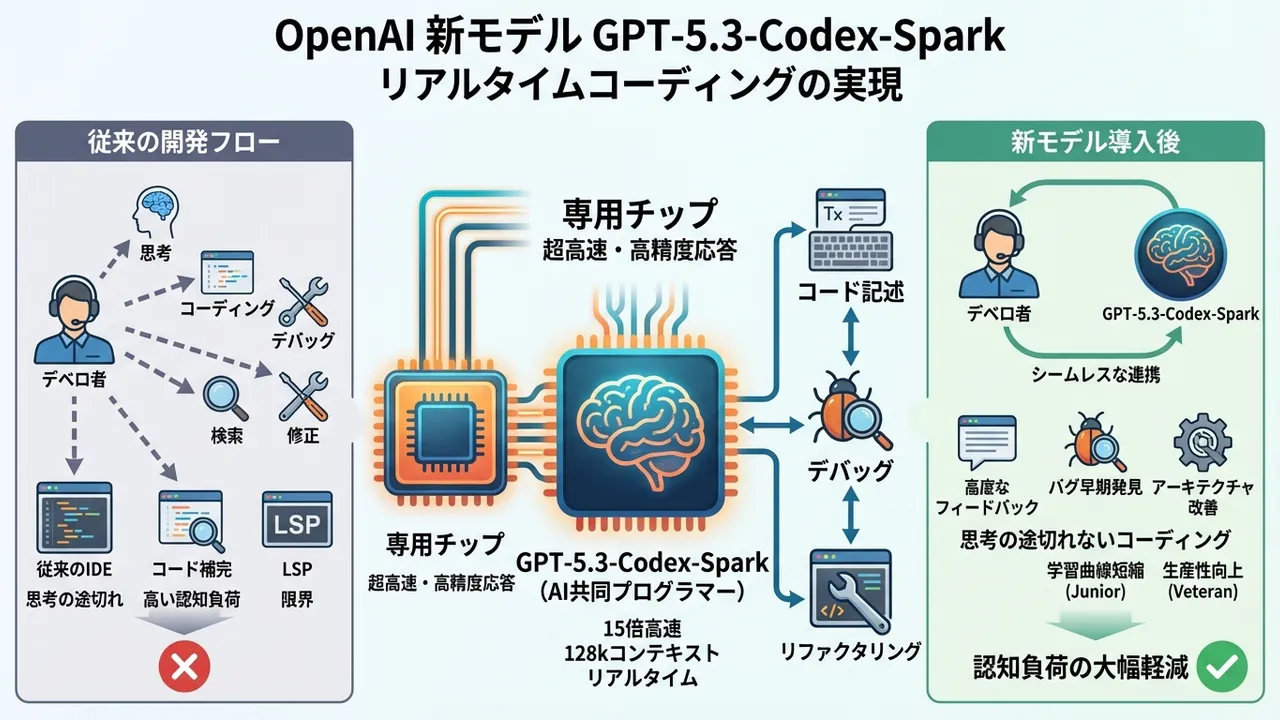 OpenAI、リアルタイムコーディングモデル「GPT-5.3-Codex-Spark」を発表