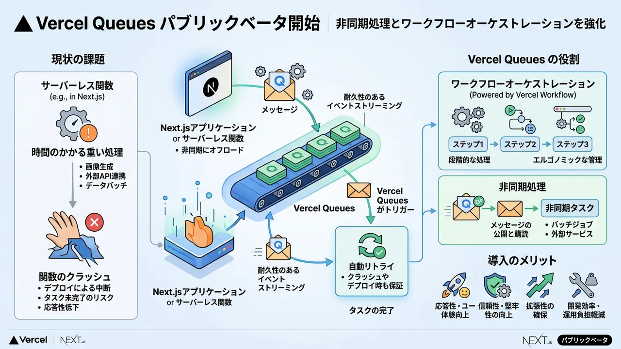Vercel Queuesのパブリックベータ開始と非同期処理の強化
