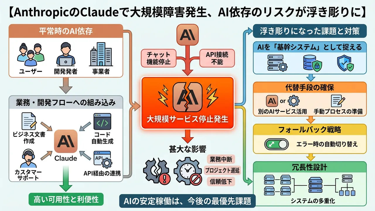 Claudeの大規模障害とAI依存のリスク