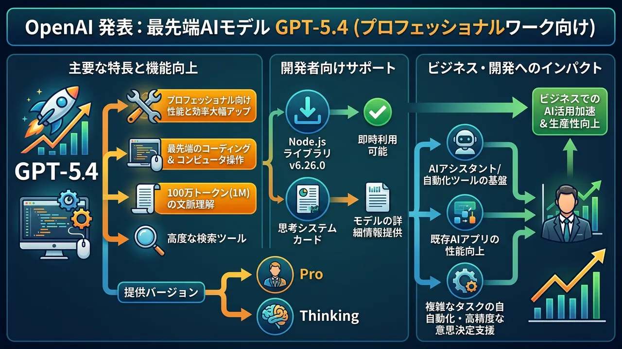 OpenAI、プロフェッショナル向けAIモデル「GPT-5.4」をリリース