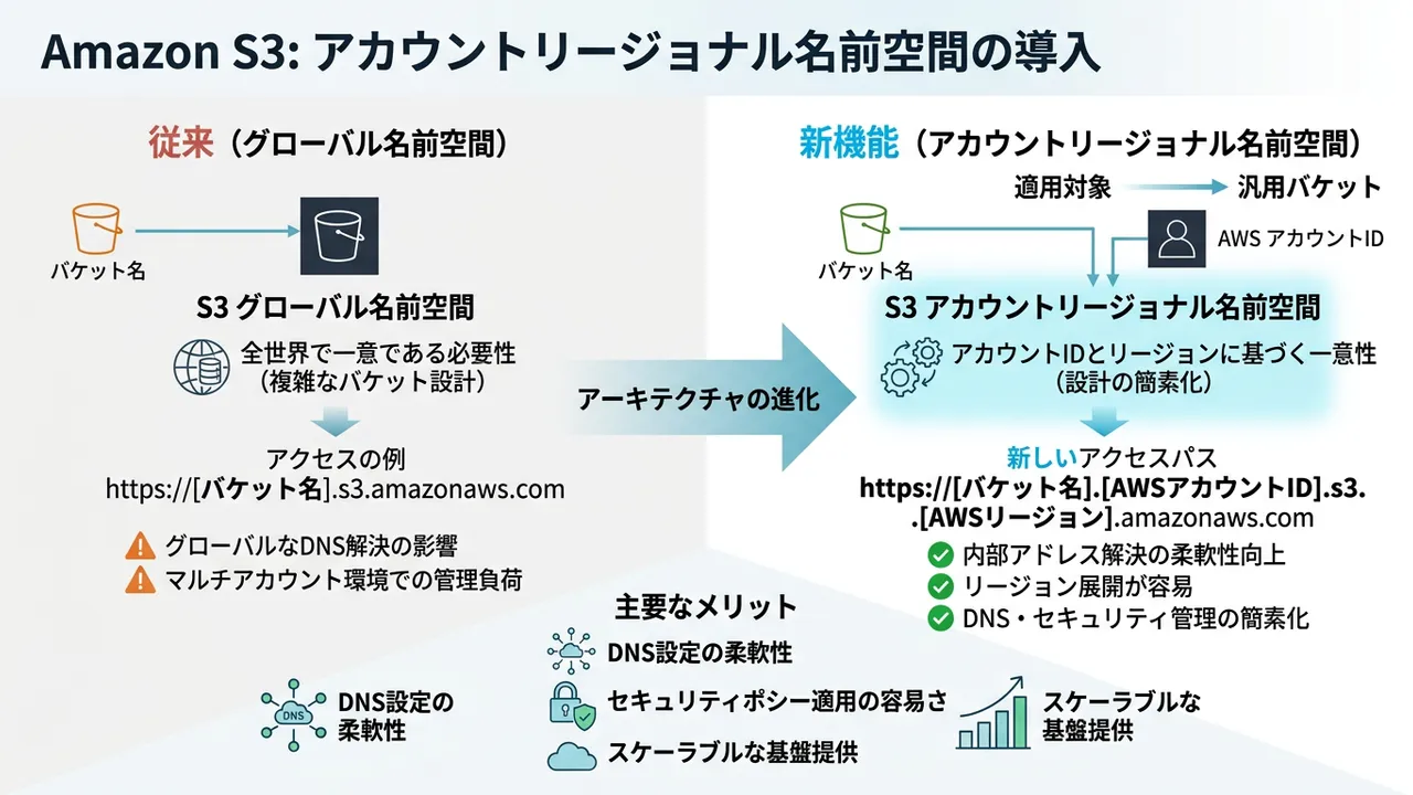 Amazon S3、アカウントリージョナル名前空間を導入