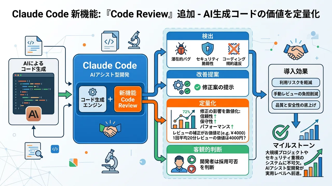 Claude Codeに新機能「Code Review」追加、AI生成コードのレビュー価値を定量化