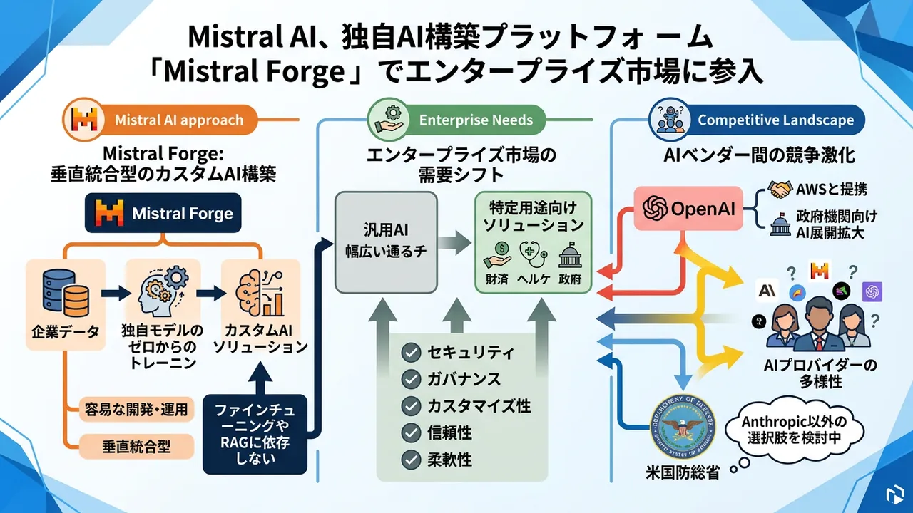 Mistral AIの企業向けプラットフォーム参入と政府機関AI採用競争の激化
