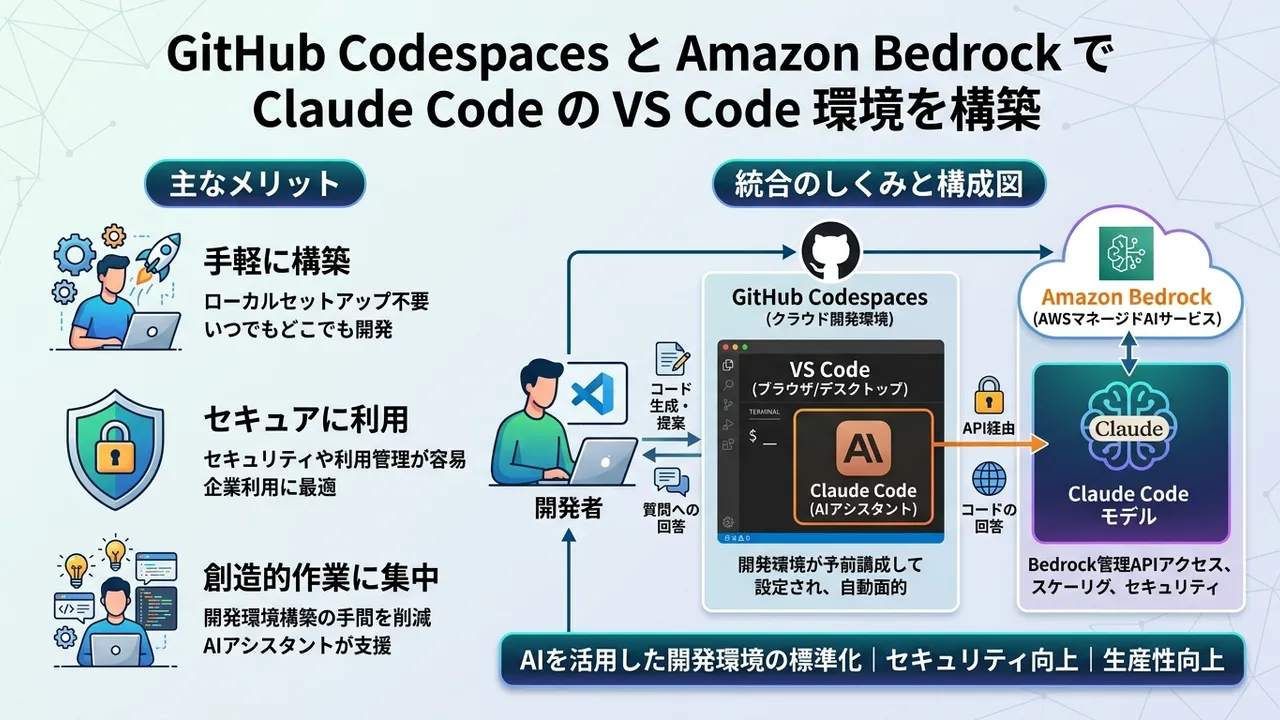 GitHub CodespacesとAmazon BedrockでClaude CodeのVS Code環境を構築