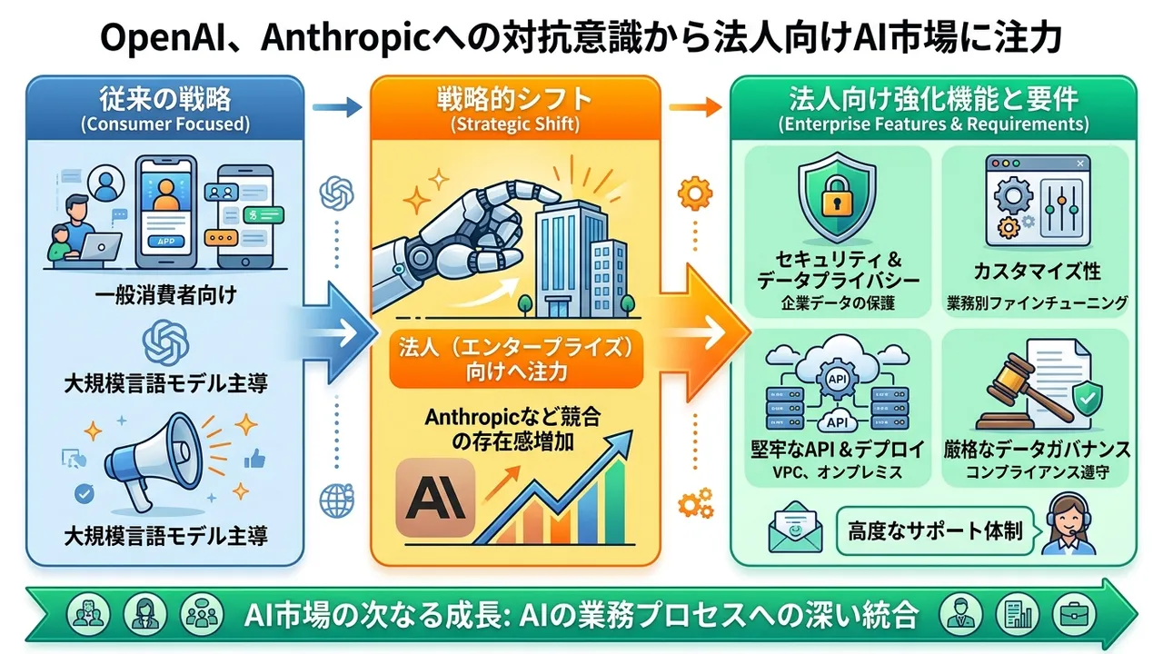 OpenAI、Anthropicへの対抗意識から法人向けAI市場に注力