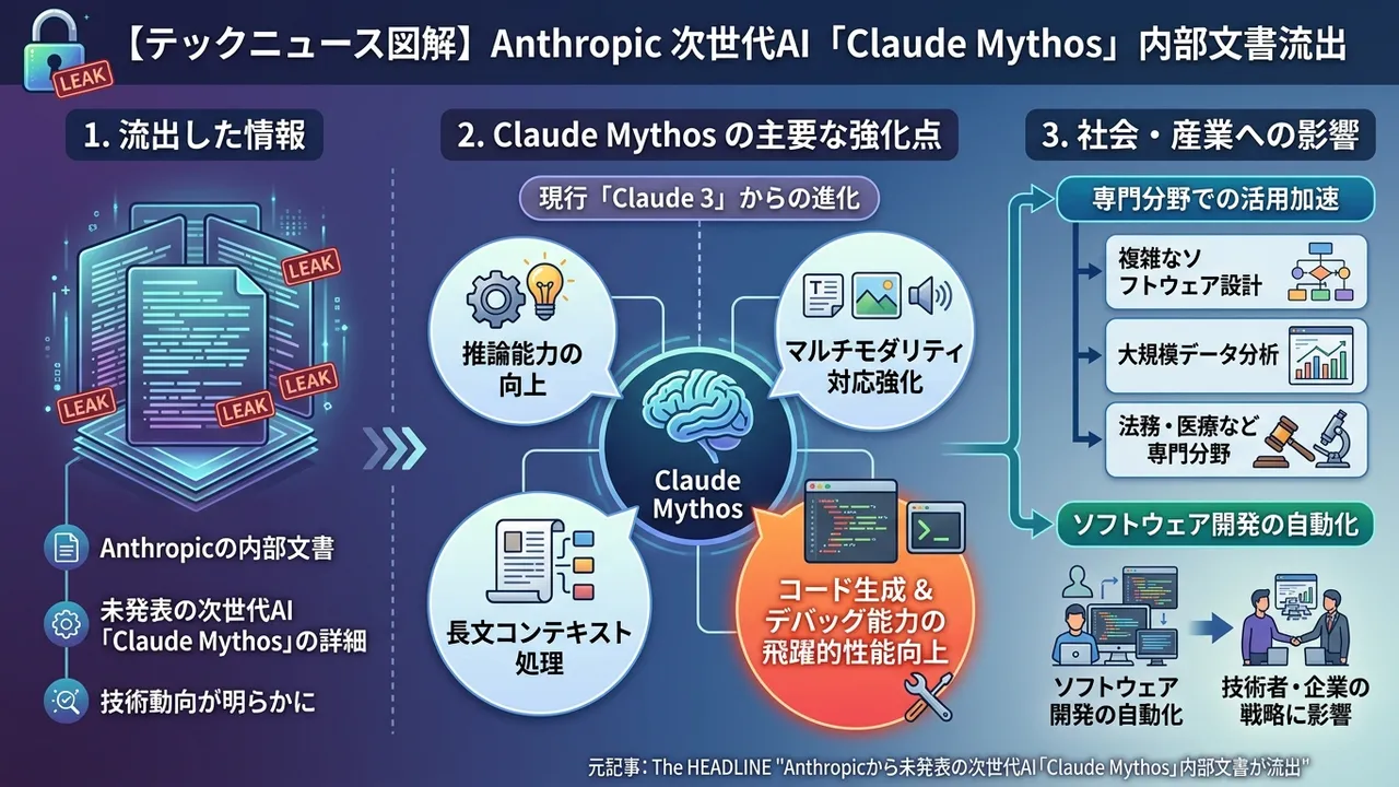 Anthropicの次世代AI「Claude Mythos」の内部文書が流出、未発表の技術動向が明らかに