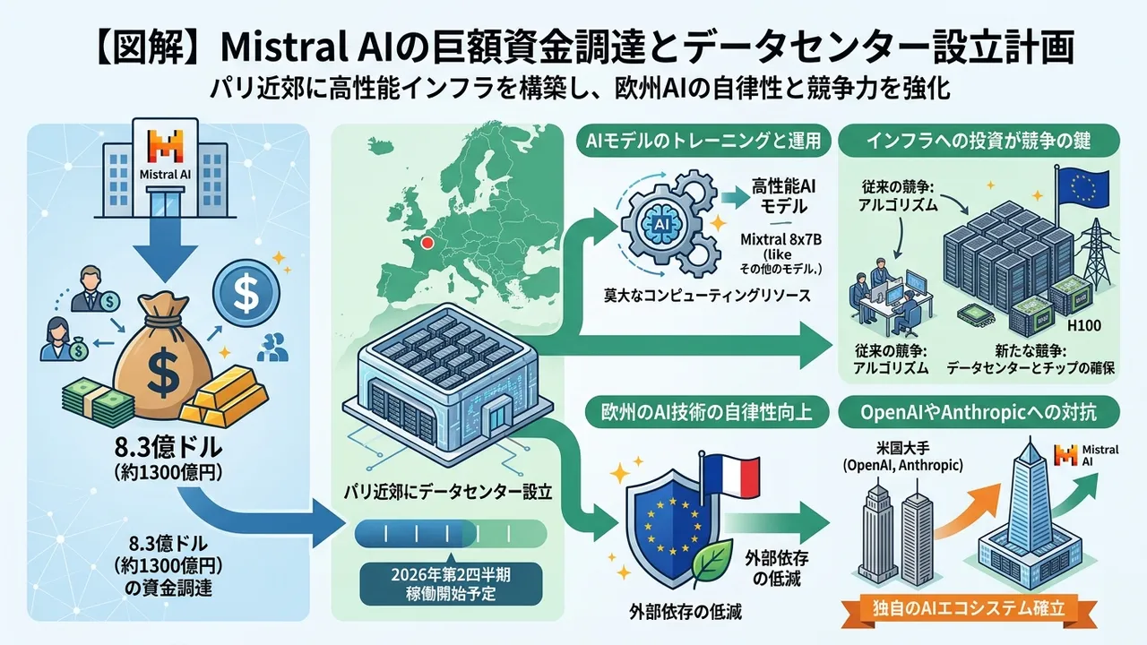 Mistral AI、パリ近郊にデータセンター設立のため8.3億ドルの資金調達