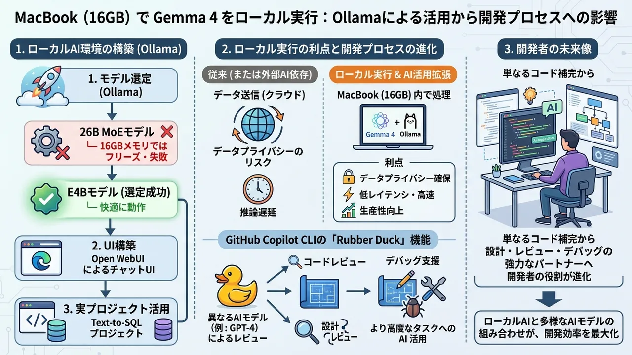 ローカルAI開発の進化：Gemma 4のMacBook実行とCopilot CLIの新機能