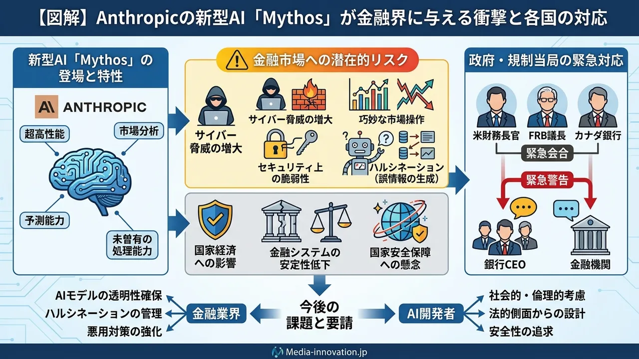 Anthropicの新AIモデル「Mythos」が金融界に与える衝撃と規制当局の動き