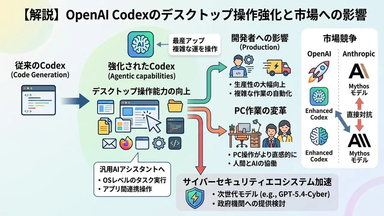 OpenAI Codexのデスクトップ操作強化とサイバーセキュリティ分野への進出