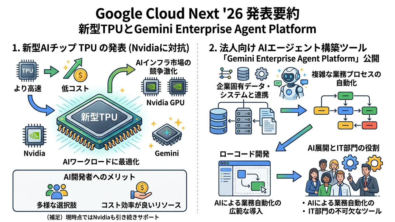 Google Cloud Nextで発表された新型AIチップTPUと企業向けAIエージェントプラットフォーム