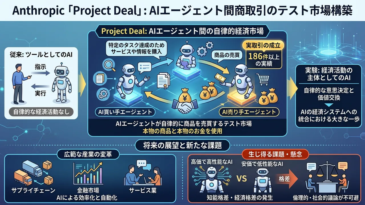 AnthropicがAIエージェント間商取引のテスト市場を構築