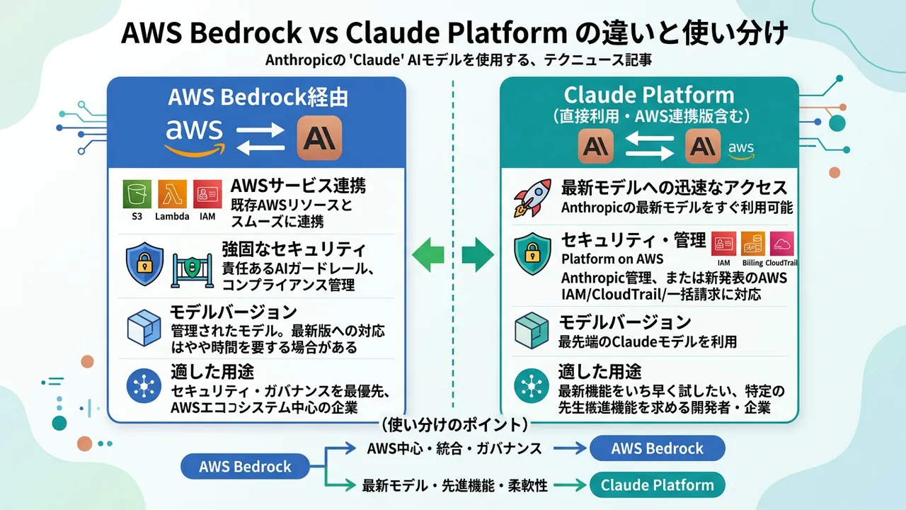 AWS BedrockとClaude Platformの違いと使い分け