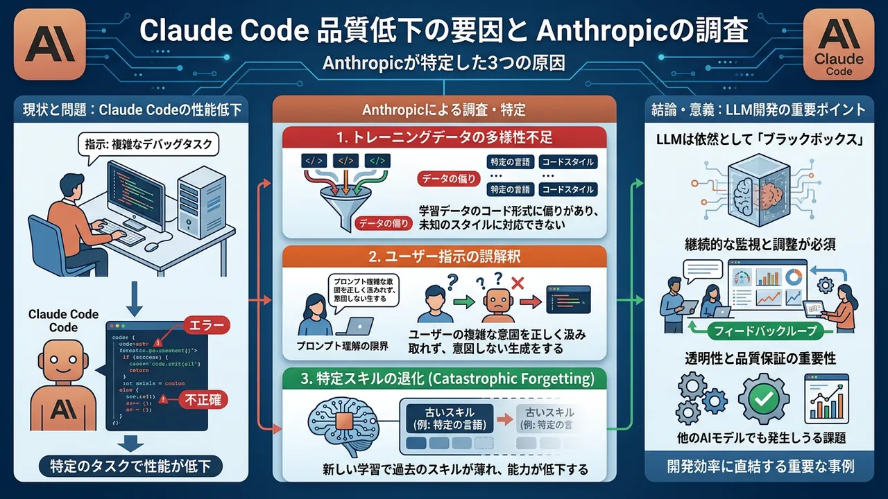 Claude Codeの品質低下とその要因 - Anthropicが調査・特定した3つの原因