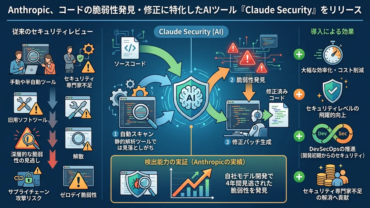 Anthropicが「Claude Security」を発表し、AIによる脆弱性検出からパッチ生成を自動化