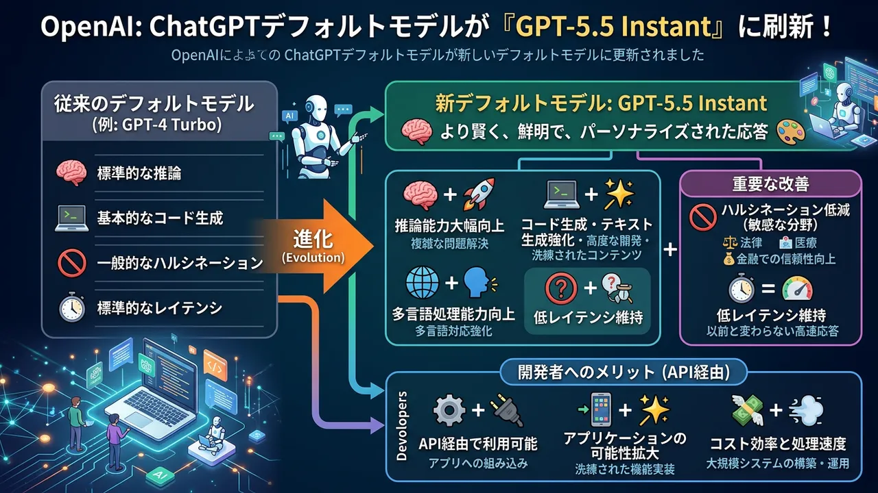 OpenAI、ChatGPTのデフォルトモデルとしてGPT-5.5 Instantをリリース