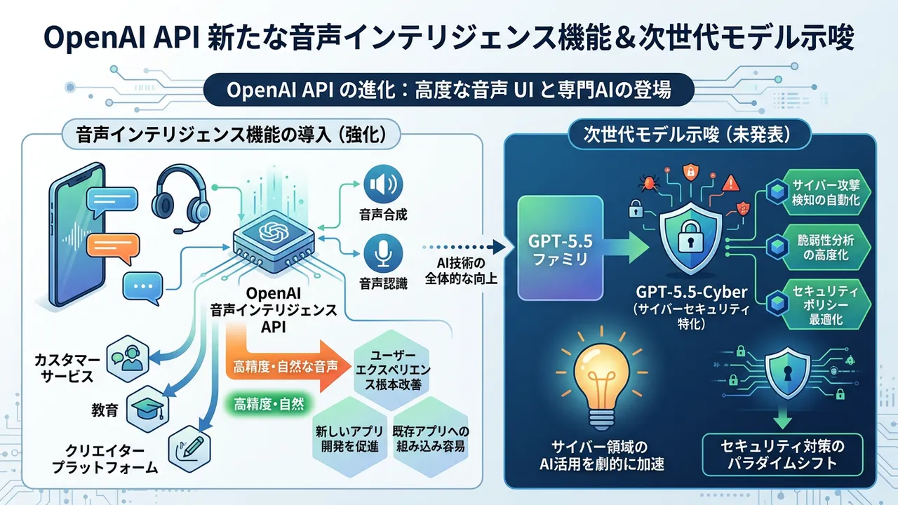 OpenAI APIの音声認識インテリジェンス強化とGPT-5.5-Cyberによるセキュリティ