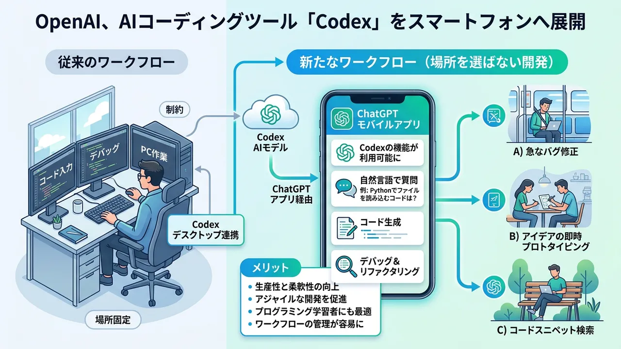 OpenAI、AIコーディングツール「Codex」をスマートフォンへ展開