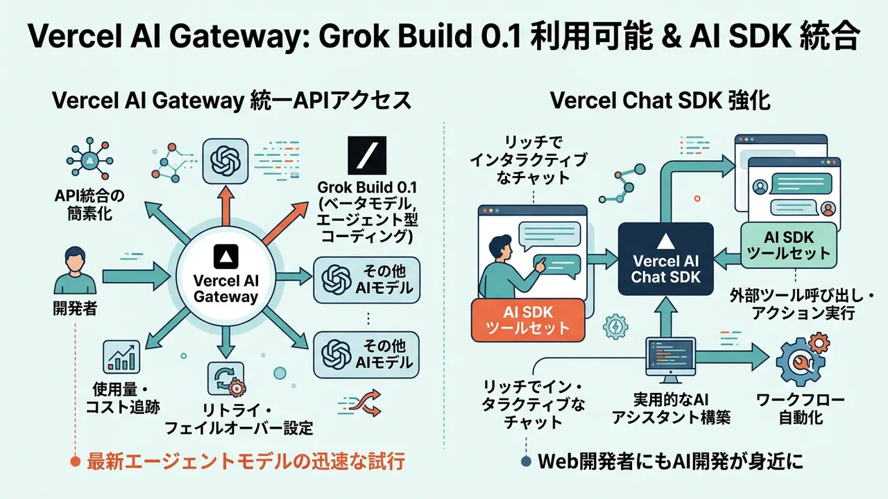 VercelのAI開発エコシステム強化とGrok Build 0.1の統合