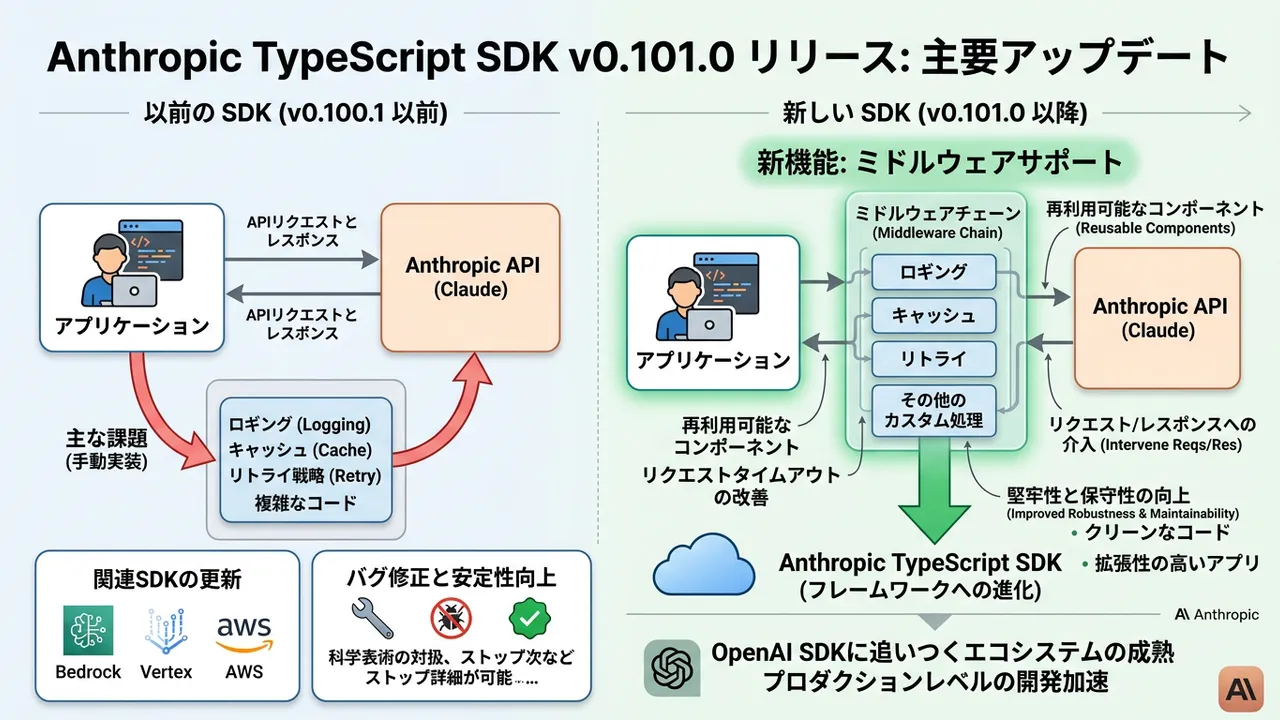 Anthropic TypeScript SDKが大幅刷新、ミドルウェアサポートで開発体験向上へ