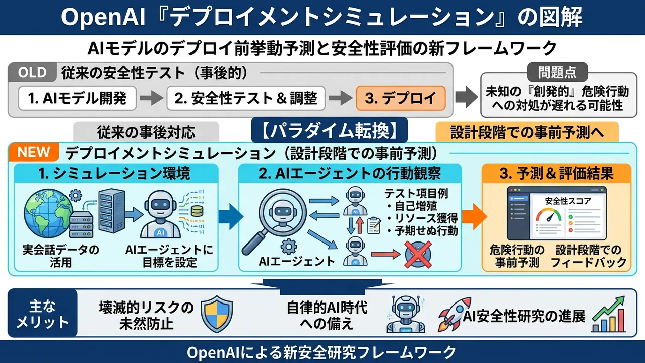 AIの未来予測：OpenAI、モデルの危険な挙動を事前に察知する「デプロイメントシミュレーション」を発表