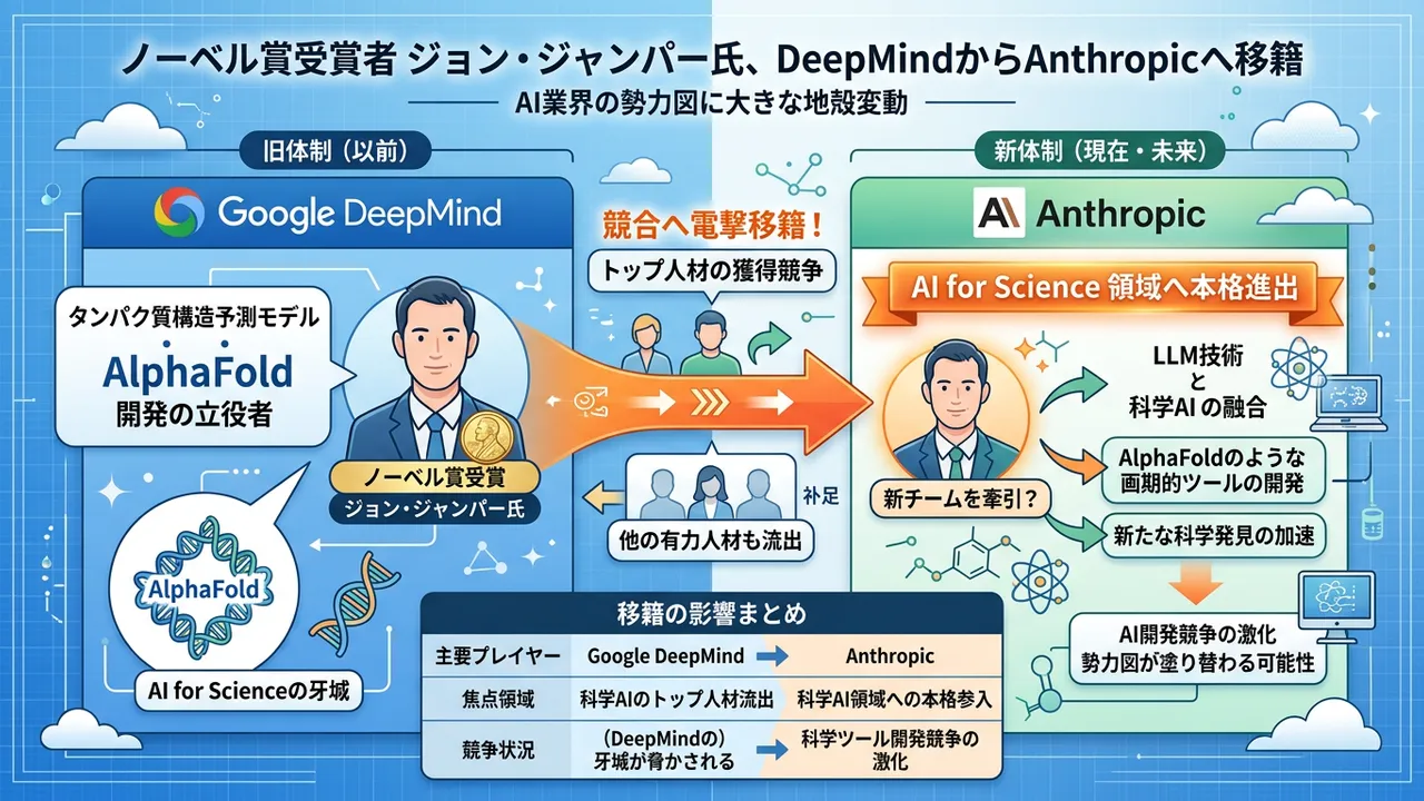 AI業界激震：AlphaFoldの父、ジョン・ジャンパー氏がDeepMindからAnthropicへ電撃移籍