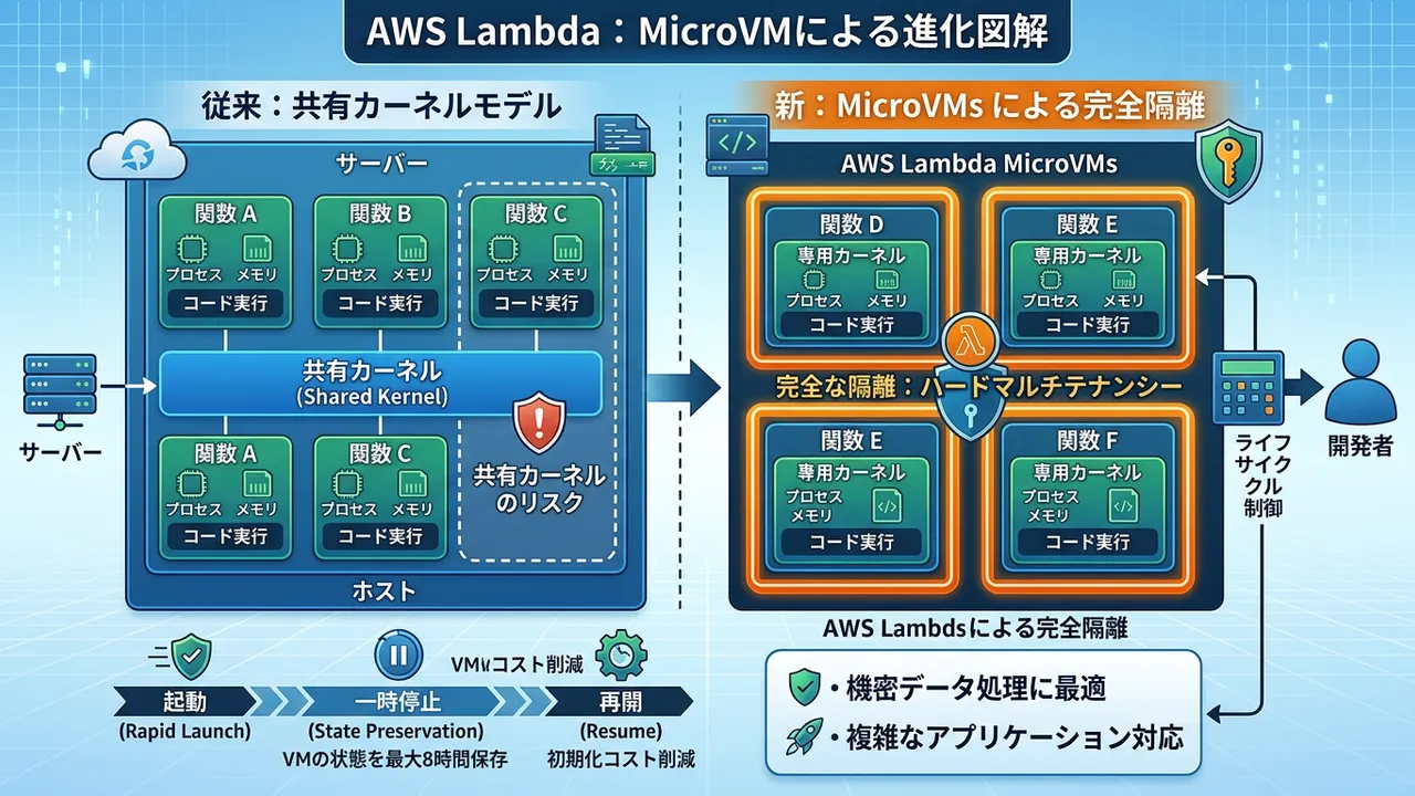 AWS Lambda、完全隔離サンドボックス「MicroVMs」を導入。セキュリティとライフサイクル制御を革新