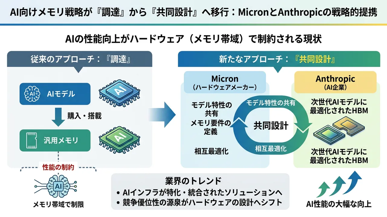 AIハードウェアの新時代へ：MicronとAnthropicがメモリの「共同設計」で戦略的提携