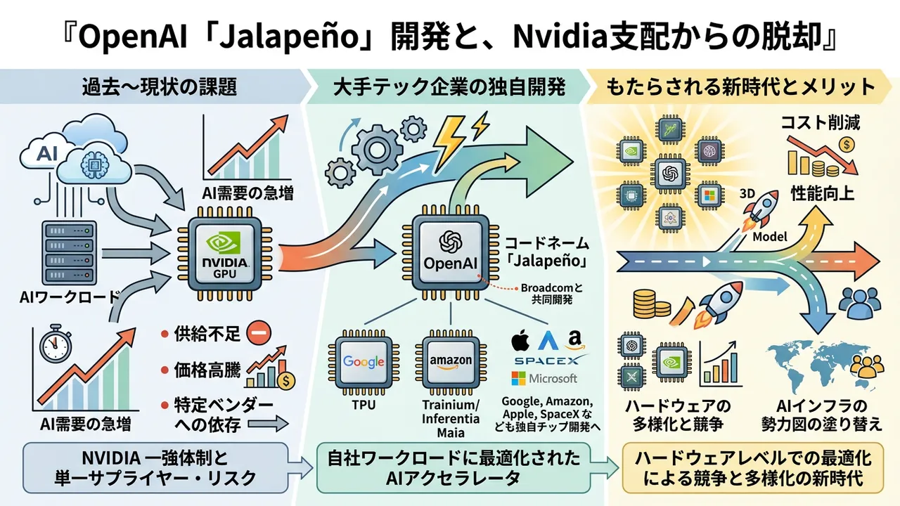 脱Nvidia依存が加速、OpenAIも独自チップ「Jalapeño」開発でAIインフラ新時代へ