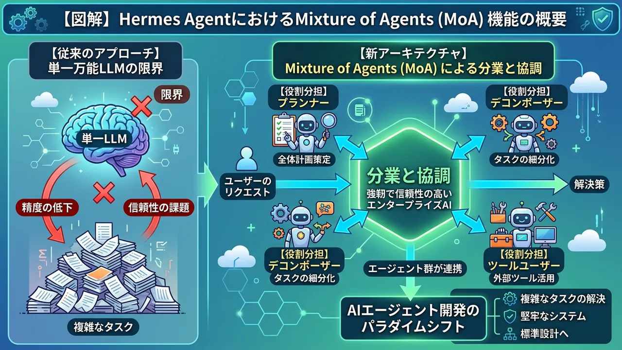 AWS、エージェント群が協調する「Mixture of Agents (MoA)」をHermes Agentに導入