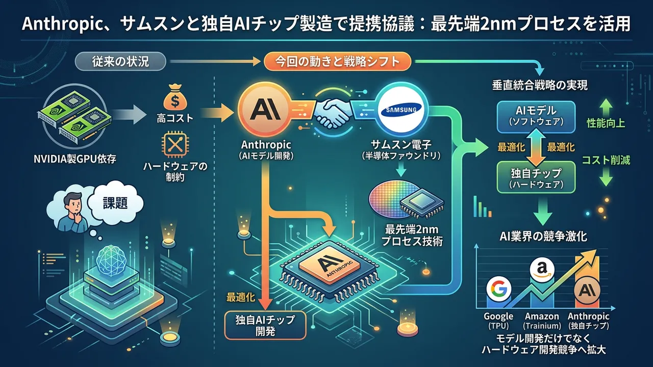 Anthropic、独自AIチップ開発へ：Samsungと2nmプロセスでの製造提携を協議