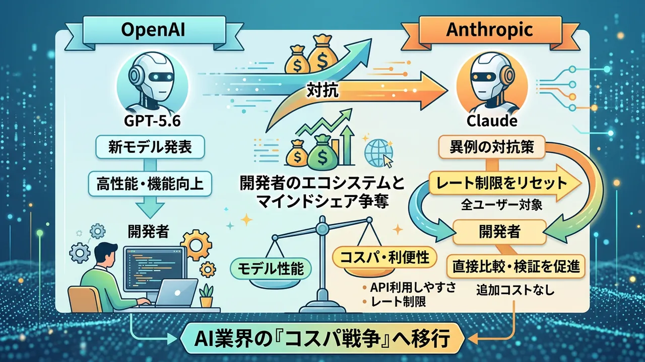 AI巨人大戦勃発：OpenAI「GPT-5.6」発表とAnthropicの即時対抗策
