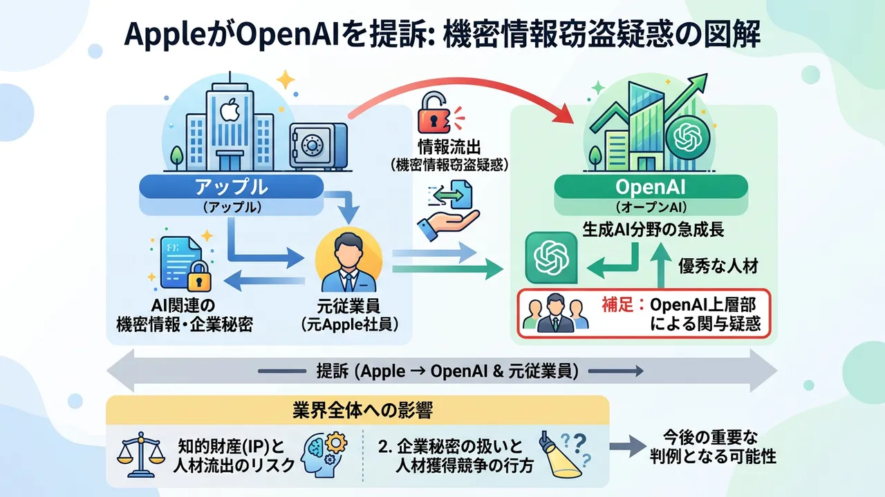 AppleがOpenAIを提訴、生成AI時代の企業秘密と人材流出リスクが顕在化
