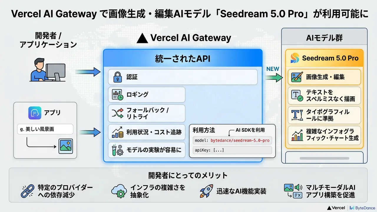 Vercel AI Gatewayが画像生成AI「Seedream 5.0 Pro」に対応、フロントエンド開発を加速