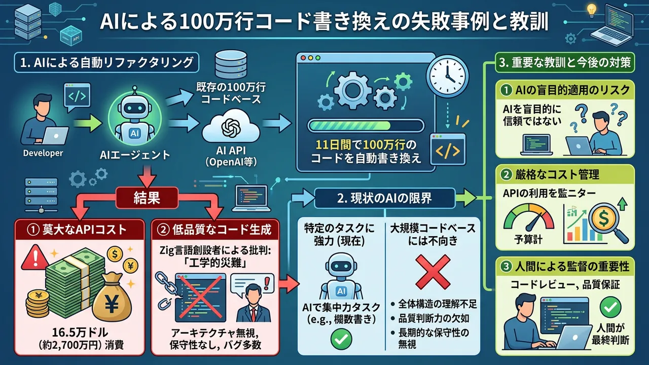 AIによる100万行のコードリファクタリングが「工学的災難」に、11日間で2700万円の悲劇