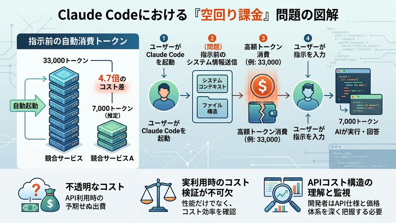 Claude Codeの「空回り課金」問題：指示前に3.3万トークンを消費
