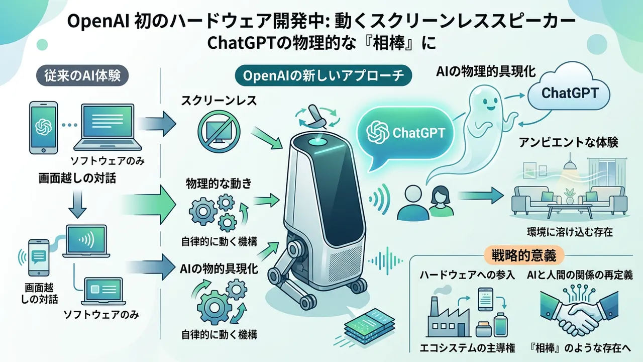 OpenAI、初のハードウェアを開発中か？物理的に動く「相棒」スピーカーの噂