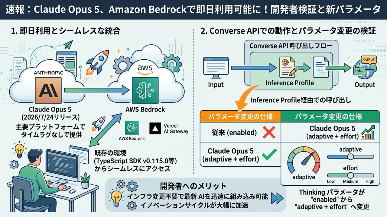 Claude Opus 5、AWS BedrockやVercelなど主要プラットフォームで即日利用可能に