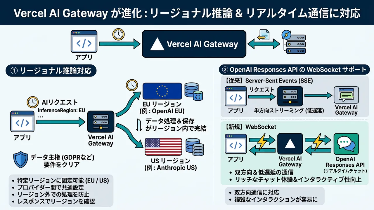 Vercel AI Gatewayが大幅強化：リージョナル推論とOpenAI WebSocket対応