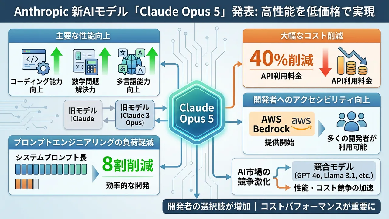 Anthropic、新モデル「Claude Opus 5」を発表：高性能と低価格を両立