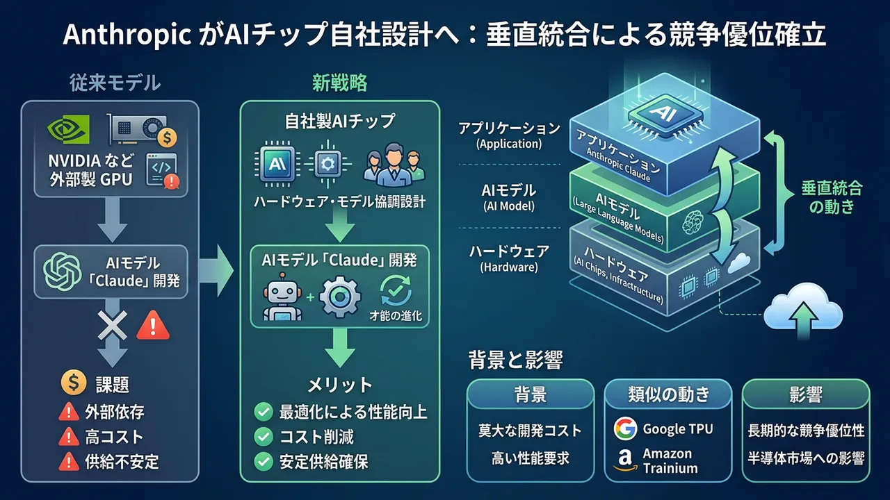 Anthropic、独自AIチップ開発へ。AI業界の垂直統合が加速