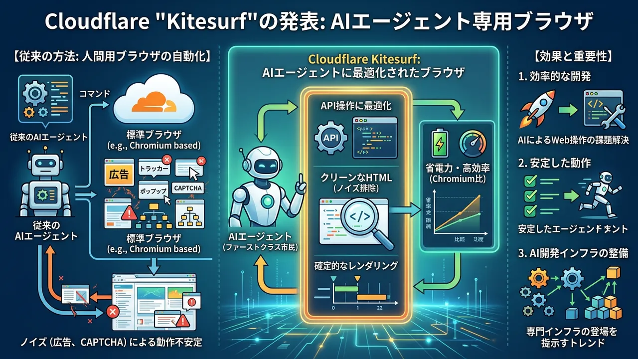 Cloudflare、AIエージェント専用ブラウザ「Kitesurf」を発表