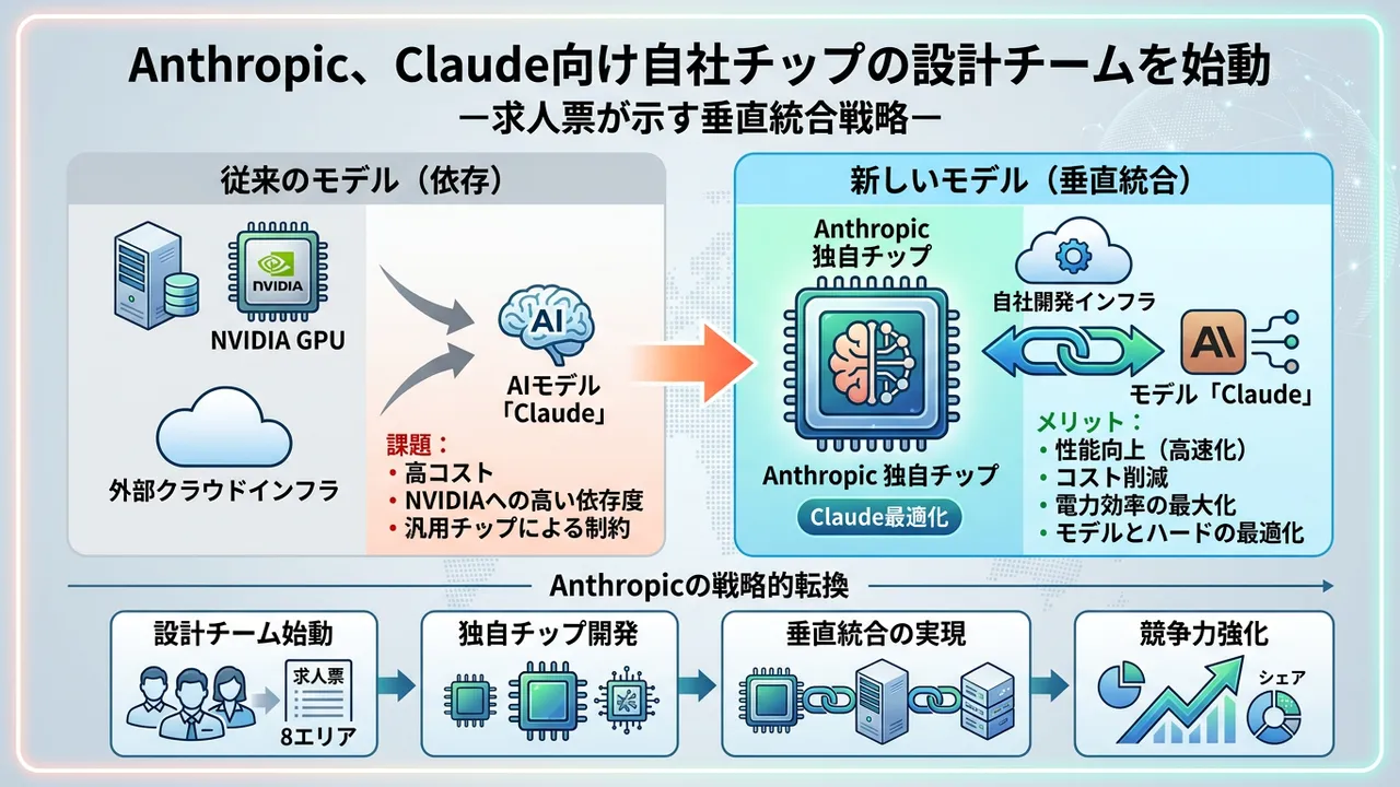 Anthropicが自社製AIチップ開発へ：モデルとハードの垂直統合で性能とコスト最適化を狙う