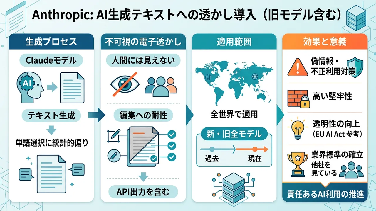 Anthropic、全Claudeモデルに「見えない透かし」を導入しAI透明性に新基準