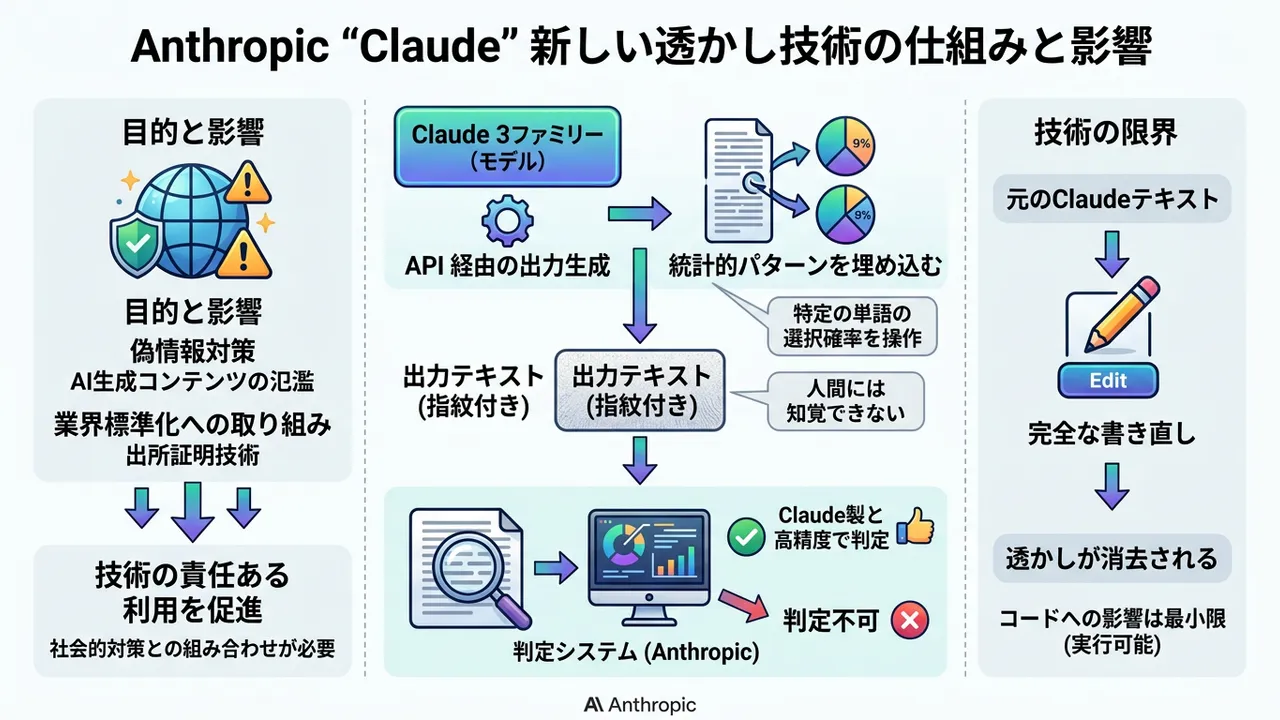 Anthropic、Claudeの「電子透かし」技術を詳解：AI生成コンテンツの識別と限界