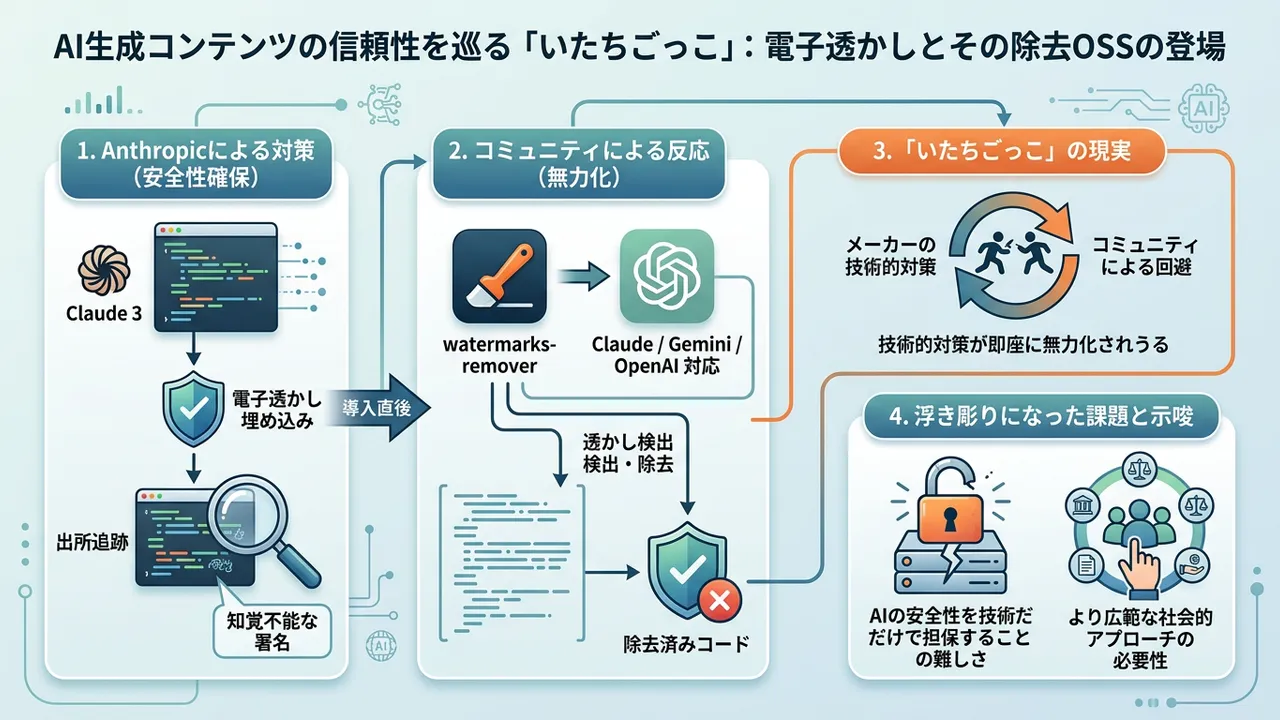 AIの信頼性を巡る攻防：Anthropicの電子透かしと、それを無効化するOSSの登場