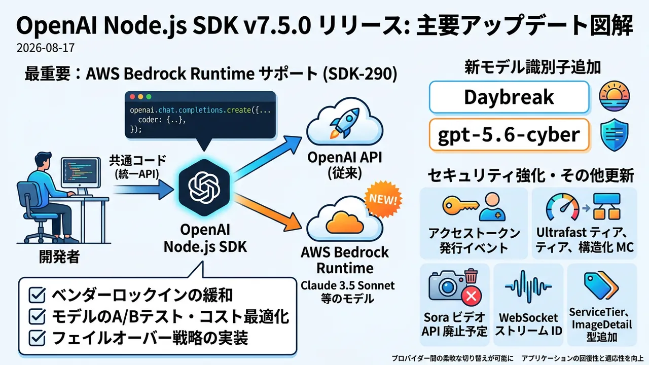 OpenAI Node.js SDKがBedrockを公式サポート、マルチクラウドAI開発が新常識に