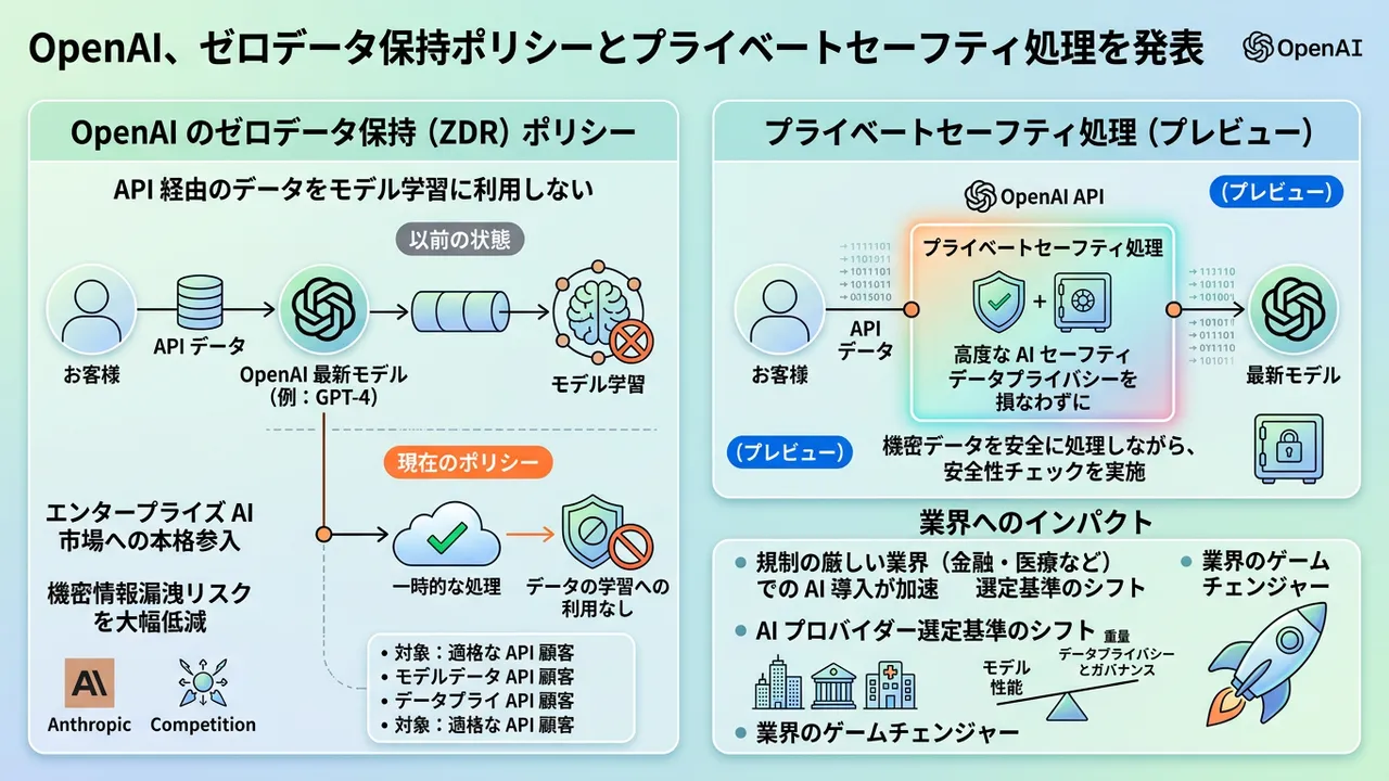 AIプライバシー戦争が激化：OpenAIが「ゼロデータリテンション」でAnthropicに猛追